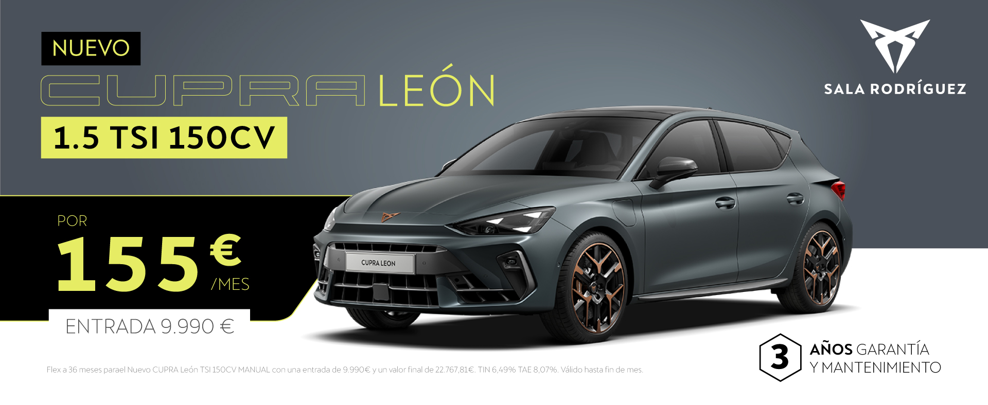 Nuevo Cupra Leon TSI 150CV por 155€/mes