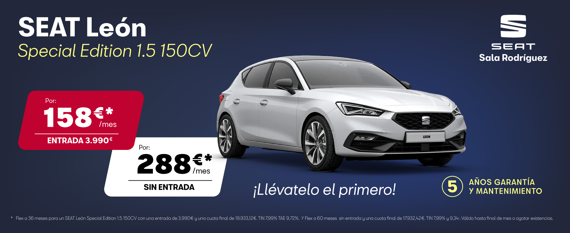 Seat León Special Edition 150 CV desde 158€/mes*