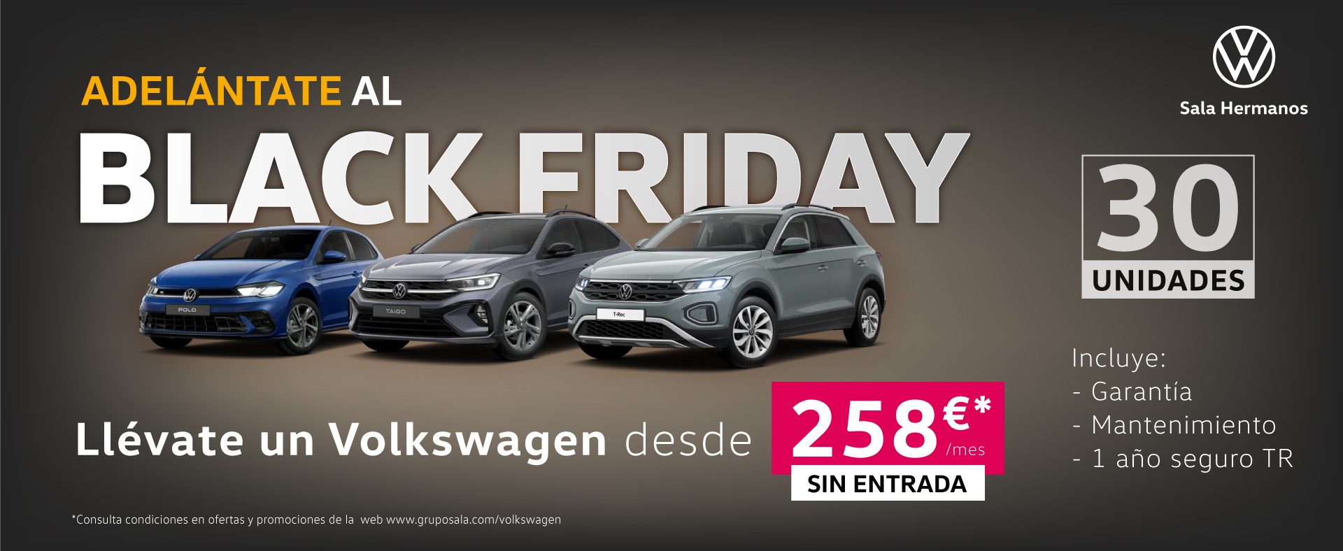 Volkswagen Black Friday desde 258€ ¡SIN ENTRADA!