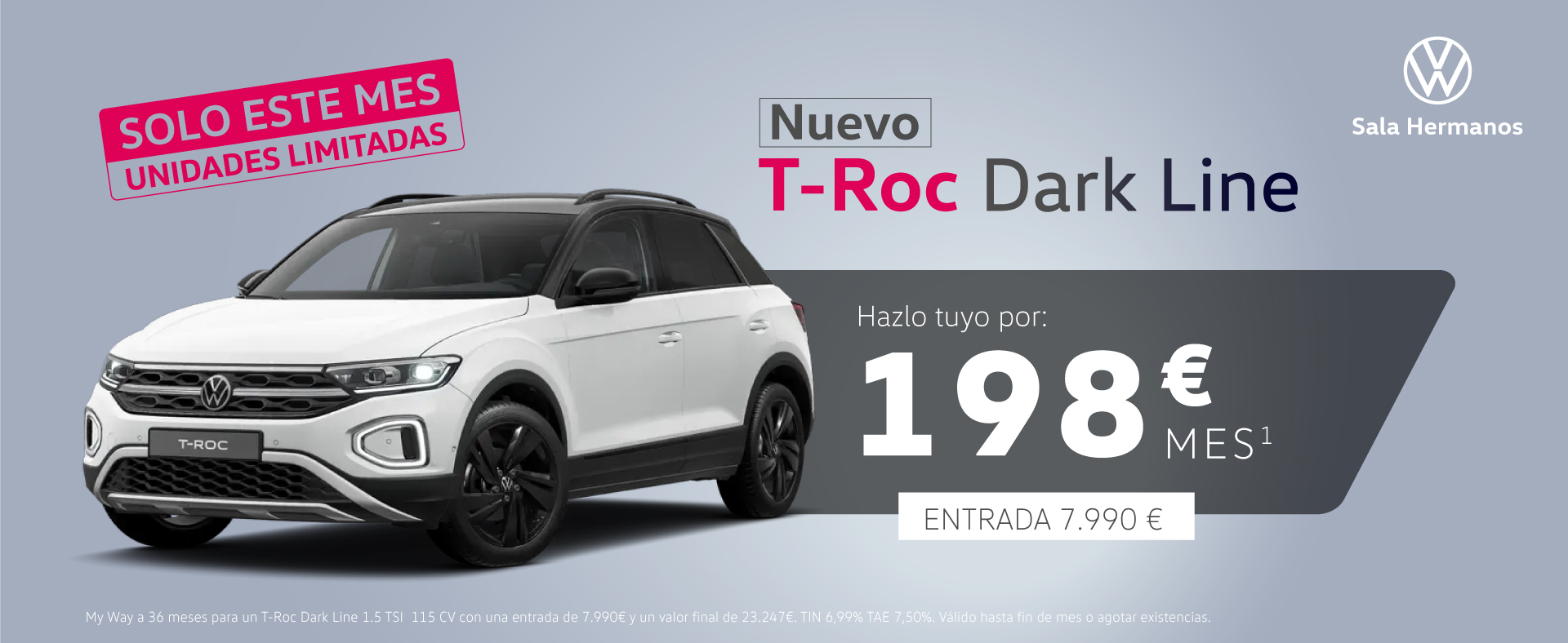 Volkswagen T-Roc Dark Line desde 198€/mes